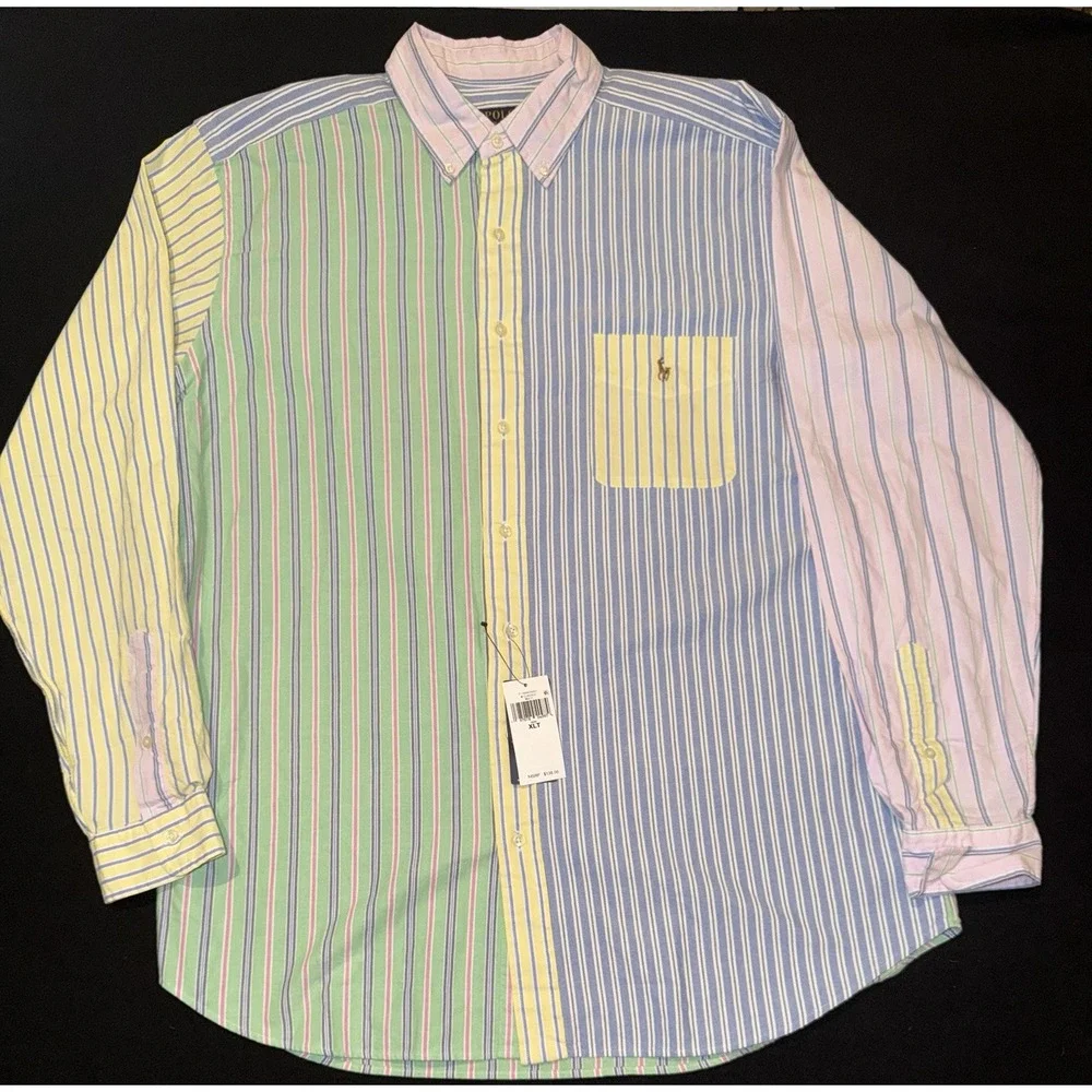 Men's Polo Ralph Lauren Classic Fit Multicolor Striped Shirt Mens XLT NWT